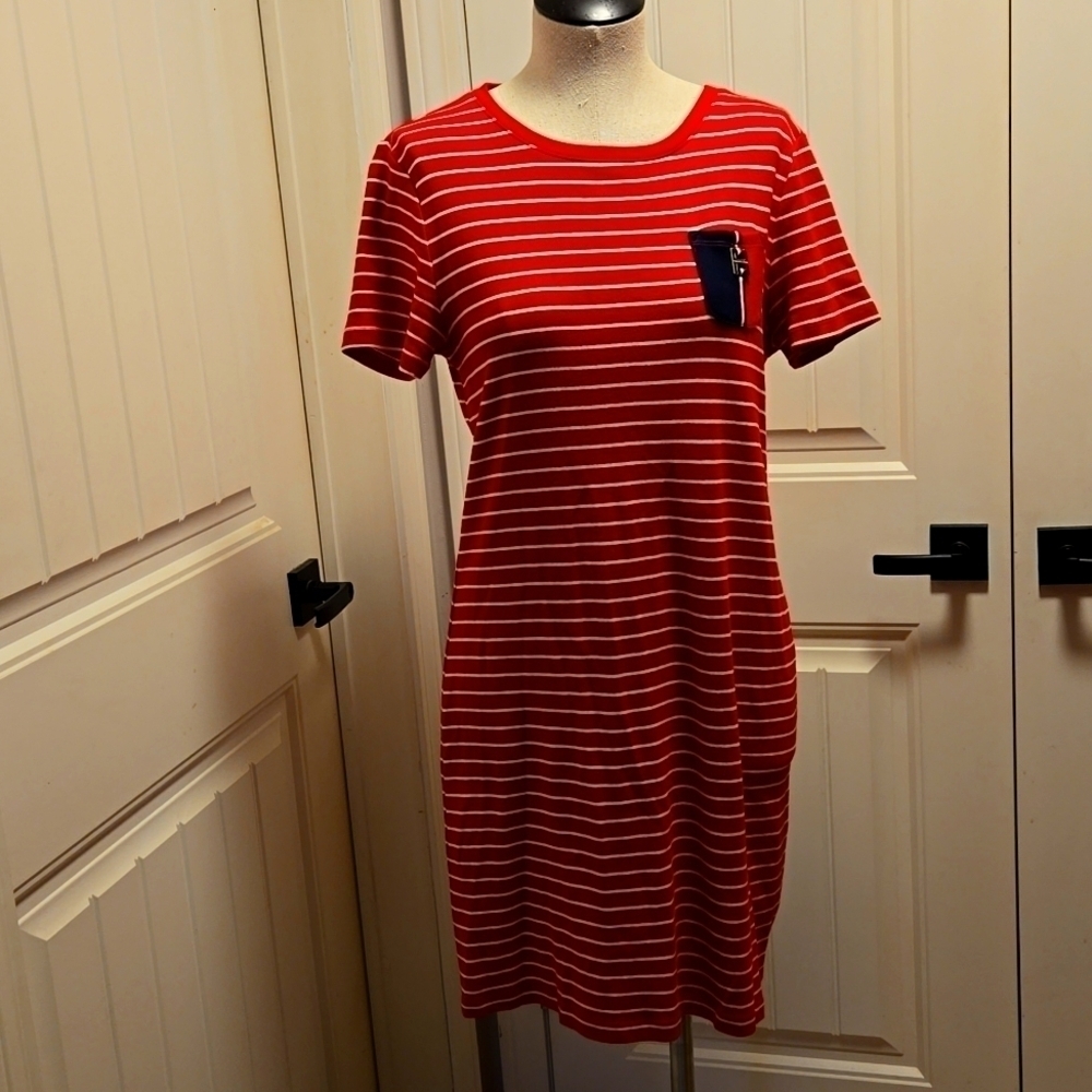 Tommy Hilfiger Tee Shirt Dress With Pocket Detail Womens Size Medium Preppy